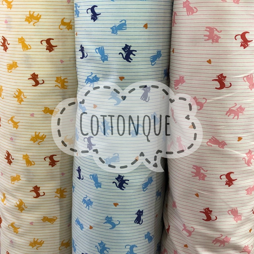 Kain Katun Jepang Motif Kucing (min pembelian 2x klik)