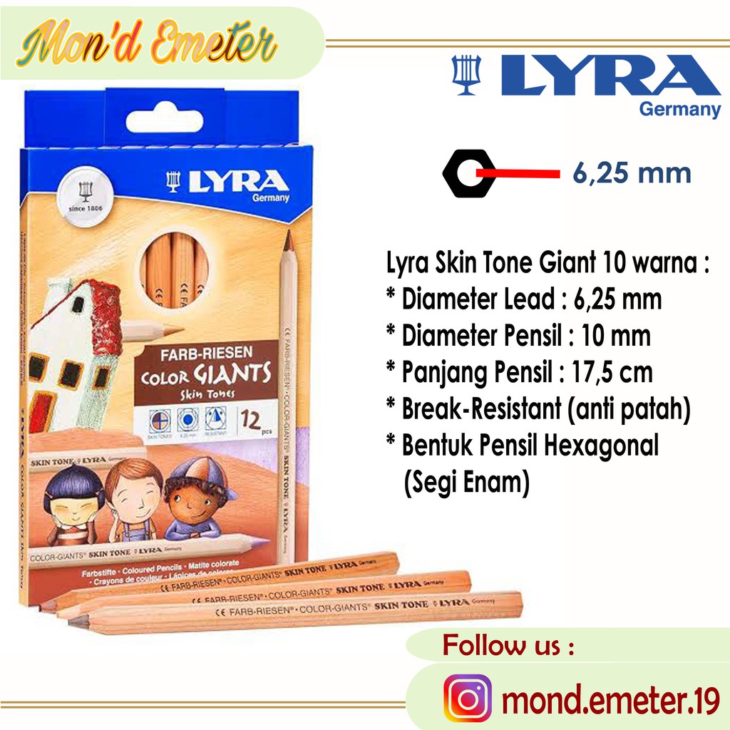 

Lyra Skin Tone Color Giant Pencil Colour isi 10 Warna Kulit Ukuran Jumbo - Alat Tulis - Stationery