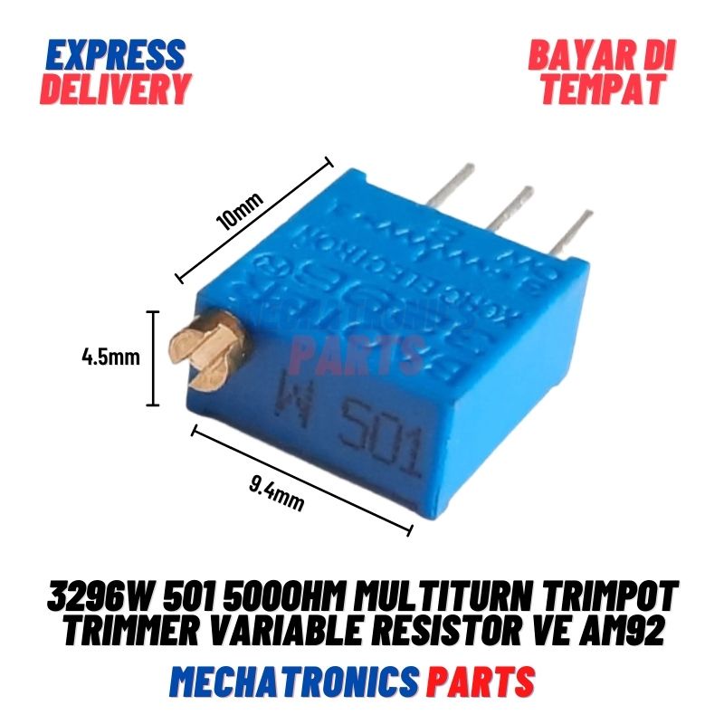 [PAS-9395] 3296W 501 500OHM MULTITURN TRIMPOT TRIMMER VARIABLE RESISTOR VE AM92