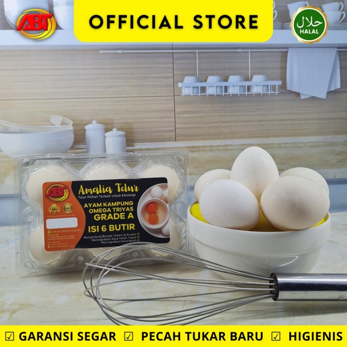 

ABT - Telur Ayam Kampung TRIYAS OMEGA Grade A PREMIUM Garansi Segar- 6 Butir bebas Salmonella dan E-Colli