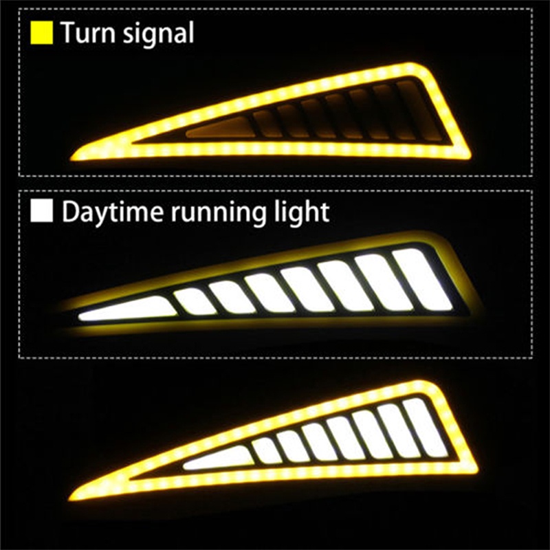 {LUCKID}Car LED Bumper Strip COB Daytime Running Light Yellow Turn Signal DayLight DRL