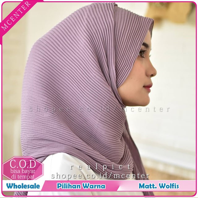 Pashmina Plisket Lidi 180 x 75 cm Pasmina Pleated Premium 2 Sisi Ruffle Matt Ceruti Baby Doll