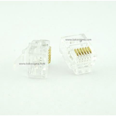 PLUG RJ-12 6P6C 6 Pin KEPALA KONEKTOR JEK TELFON TELP RJ12 isi 100pcs