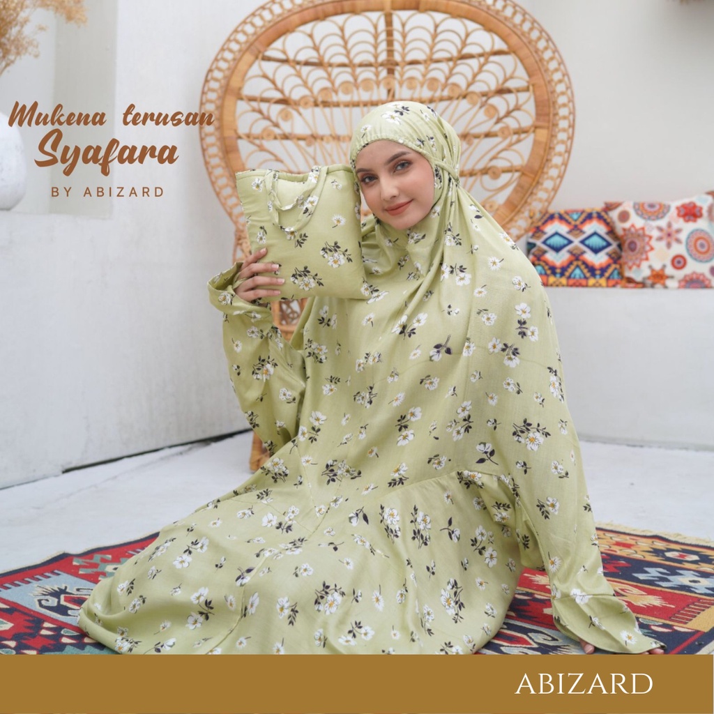 Abizard Mukena Terusan Dewasa Rayon Bali Motif Khodijah Abstrak Polkadot DOTTY Gratis Tas