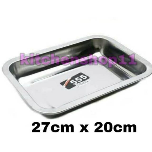 Nampan stainless persegi 27cm x 20cm / baking tray / Nampan baki stainless ukuran panjang 27cm lebar 20cm