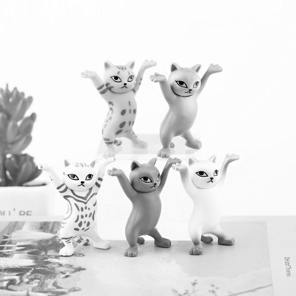 Lanfy Kucing Action Figure DIY Menari 5 Pcs/set Lanskap Mikro Anime Mainan Lucu Kucing Patung Kecil Figure Ornamen