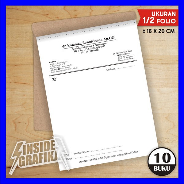 Cetak Bikin Buku Resep Dokter memo Recipe Obat Rangkap 1 Ply Shopee