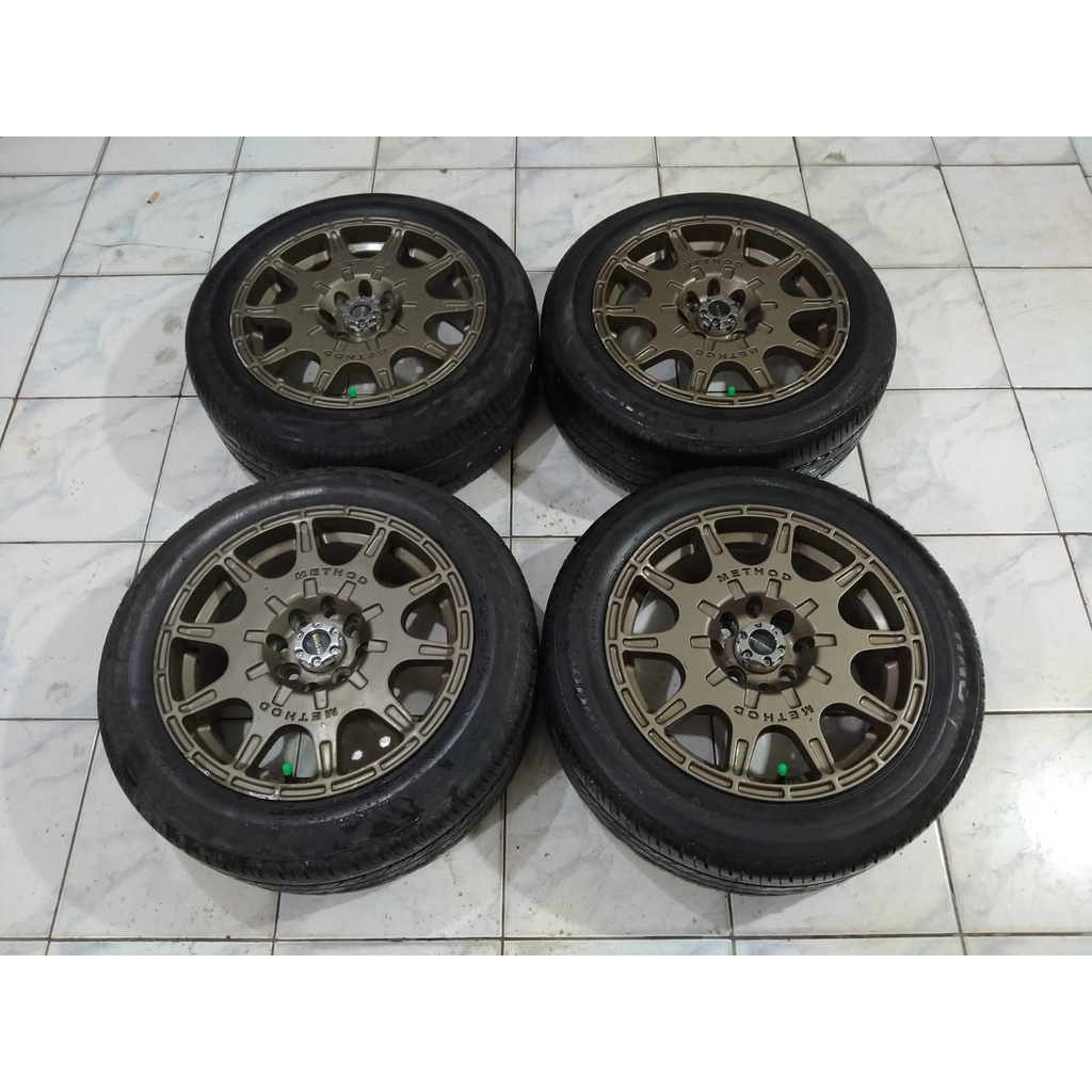 Velg Mobil Bekas Racing METHOD Ring 15X7 Hole 4X100 4X114,3 + Ban Bridgestone 195 55 R15 Untuk Mobil