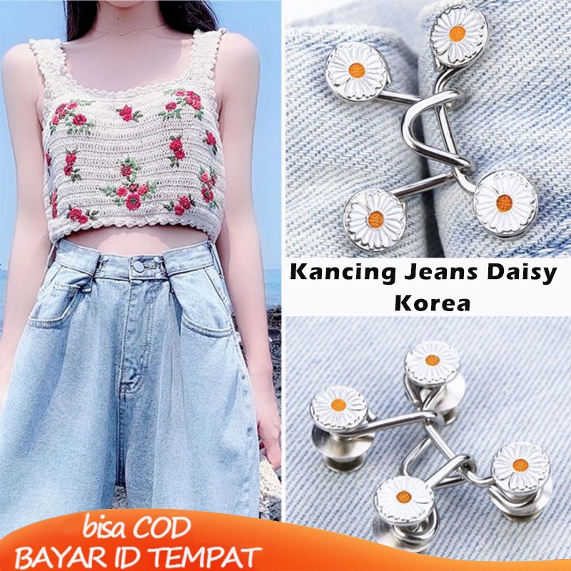 【Ready Stock】1 Set Kancing Jeans Daisy Lepas Pasang Korea Koleksi Pinggang Tombol Artefak Jeans Adjustable Penyesuaian Pinggang Tombol Dilepas Tanpa Kuku Praktis Fashion Aksesoris Wanita Pria Murah COD