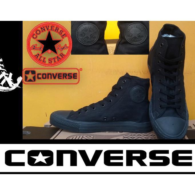 Promo Sepatu Converse All Star High Full Black + Box Grade Original Sale Jaket Pria Semi Kulit/Sinte