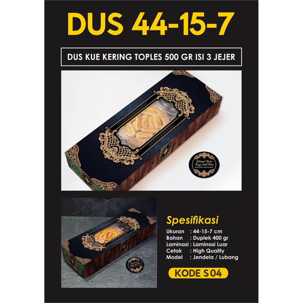Dus Kue Kering Toples 500Gr (isi 3 jejer) / S04 - Untuk Menyimpan Atau Mengemas Kue Kering