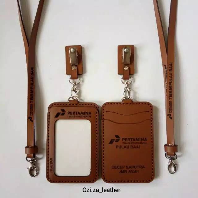 

NAME TAG / IDCARD HOLDER KULIT SAPI bisa custom nama atau logo instansi