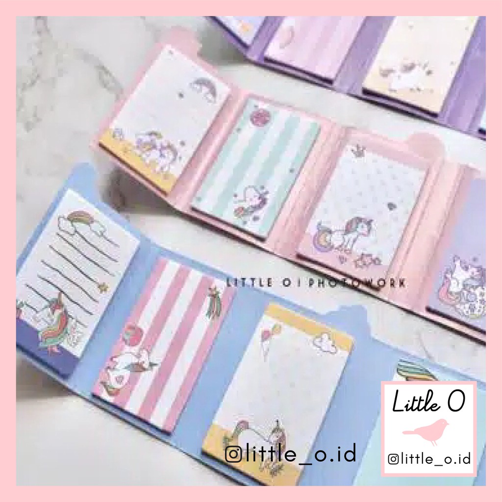 

LITTLE O Unicorn Sticky Note Lipat Post It Penanda Buku Sticky Notes