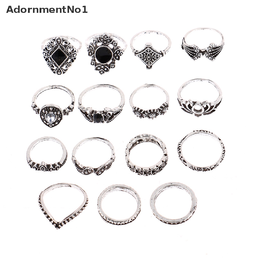 (AdornmentNo1) 15pcs / set Cincin Gaya Punk Gothic Vintage Untuk Pria / Wanita