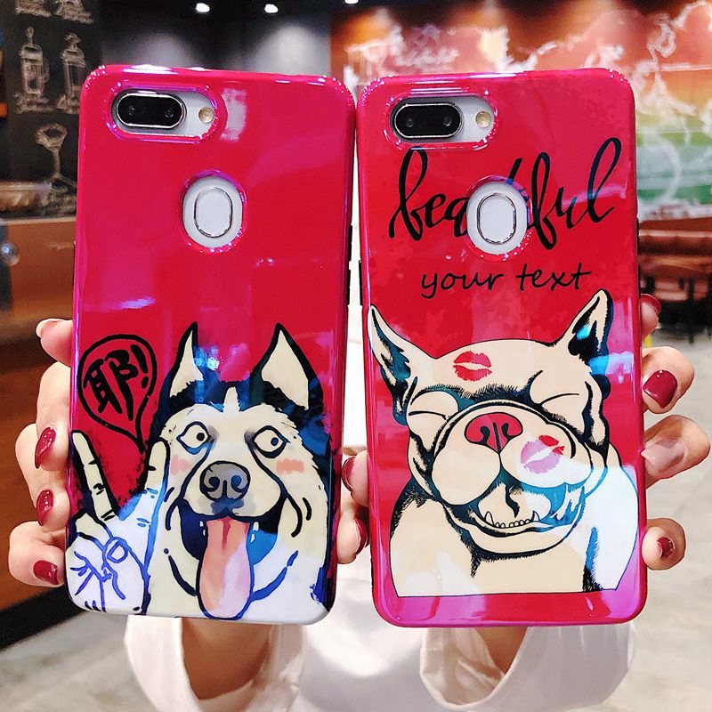 Casing Hard Case Belakang Biru Motif Anjing Kartun Lucu Untuk Oppo