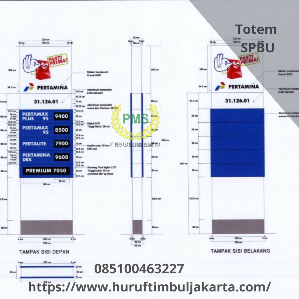 Pembuatan totem SPBU Bogor Totem Pertamina Pylon sign SPBU Pylon sign Pertamina