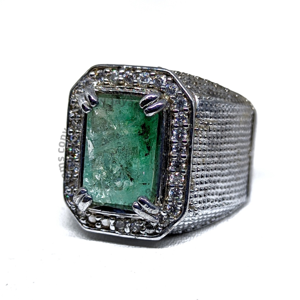 Natural Batu Permata Emerald Berly Zamrud Colombia Ring alpaka EBZC08