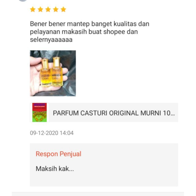 PARFUM CASTURI ORIGINAL /KASTURI MURNI 100 % NON ALKOHOL