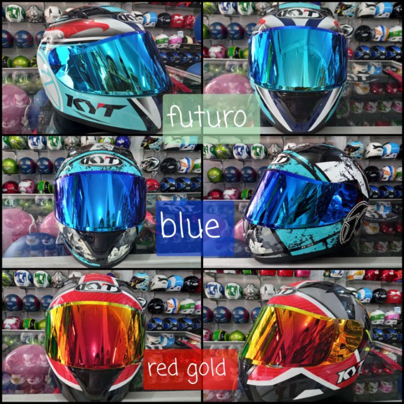 0Kaca Visor FLAT KYT R10 RC7 K2R K2RIDER K2 RIDER MDS VICTORY V2R iridium Silver Blue Gold red plangi Hitam Light Smoke Bening