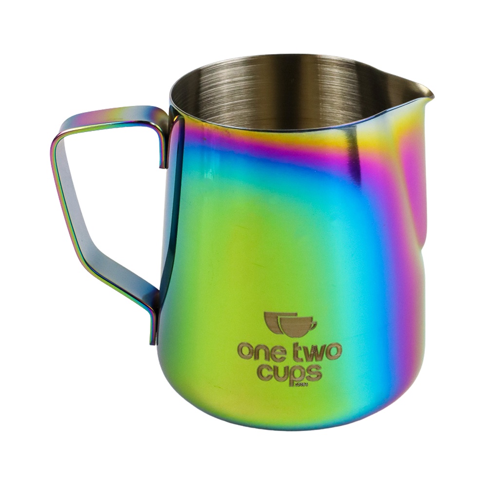 One Two Cups Milk Jug Pitcher Kopi Stainless Steel 350ml &amp; 600ml Latte Art Rainbow - Multi-Color