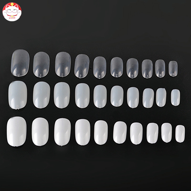 600pcs Kuku Palsu Pendek Bentuk Bulat Bahan Akrilik Untuk Nail Art Diy