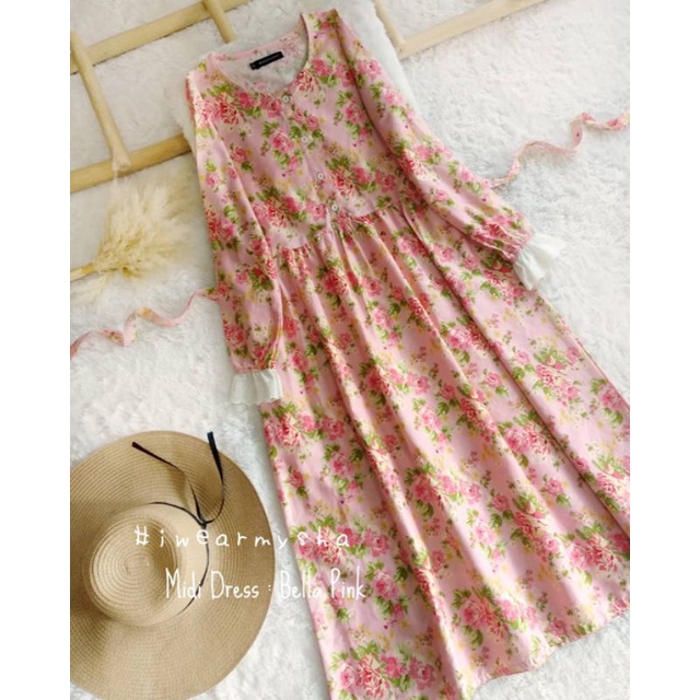 Jual Midi Dress Bella Pink Terbaru Shopee Indonesia