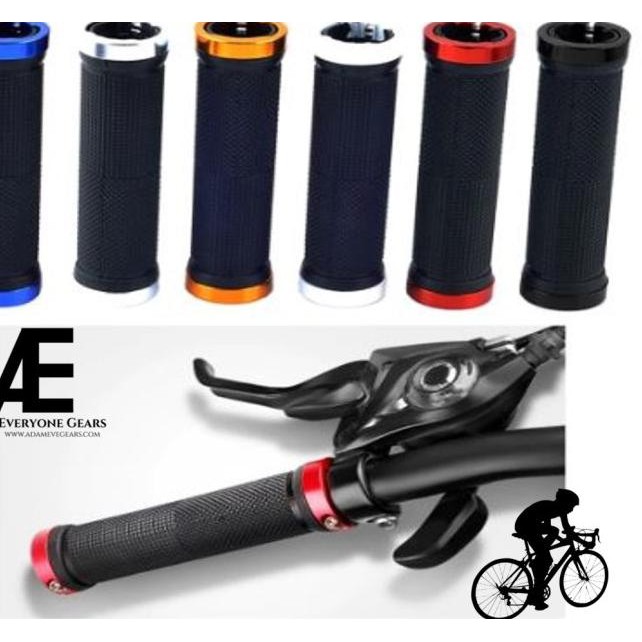 Terbaik218NB  HANDGRIP HANDLEBAR SEPEDA LIPAT MTB ROADBIKE BAHAN KARET DOUBLE LOCK - Hitam