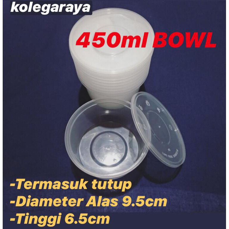 Thinwall Bowl OTB 450ML Wadah Makanan Plastik FoodGrade  Model Mangkok  tutup anti tumpah  ISI25PCS