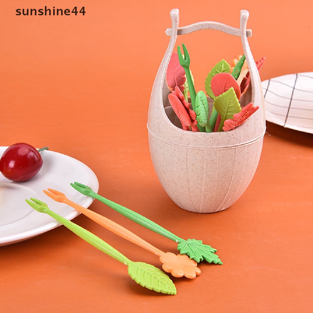 Sunshine 16pcs / Set Garpu Buah / Dessert Mini Bentuk Kartun Lucu