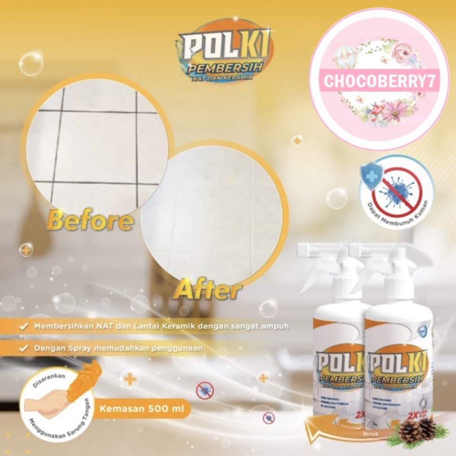 POLKI PAKET LENGKAP Pembersih Keramik 500ml + Kerak Kaca Stainless Steel 100ml