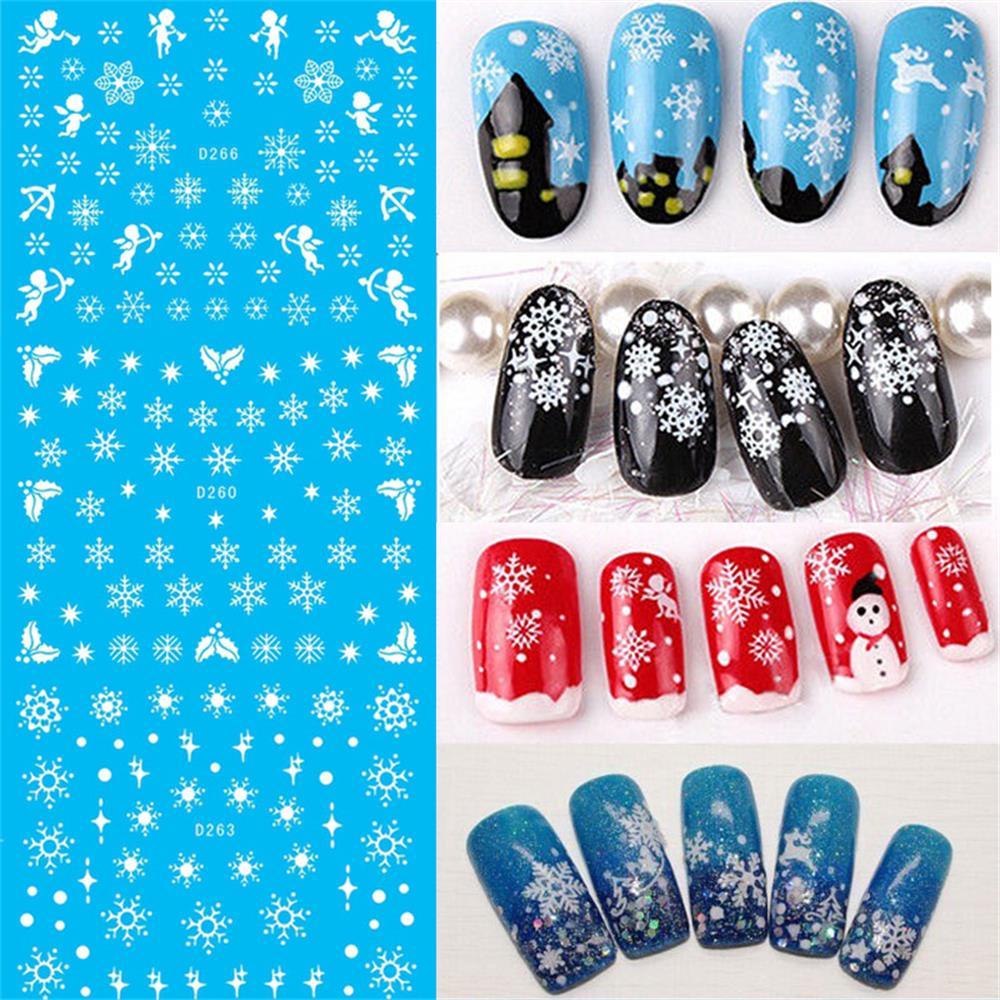 R-flower 11Pcs/lembar Transfer Air Decals Wanita Natal Perekat Manicure Decor