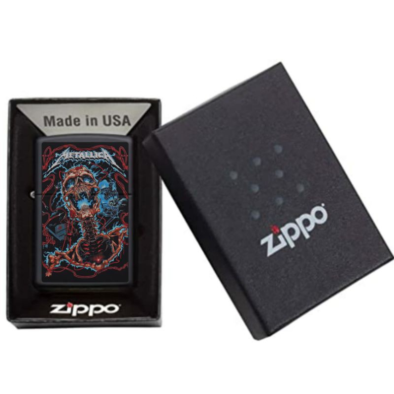 KOREK API ZIPPO CUSTOM METALLICA BLACK MATTE PREMIUM QUALITY MIRROR
