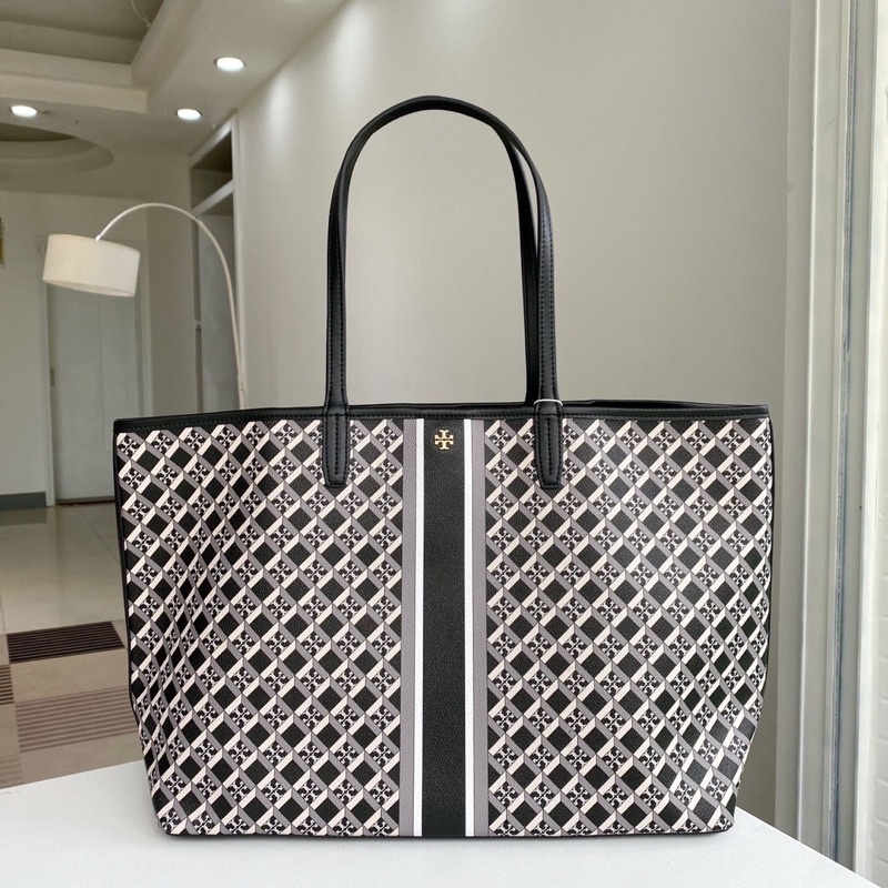 Tory Burch Geo Logo Tote Bag in black