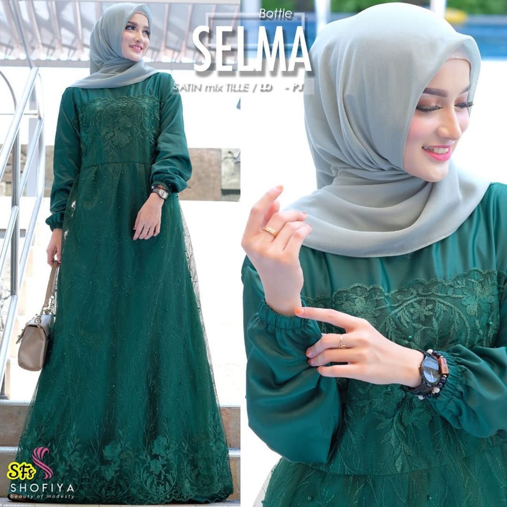 {BISA COD} MAXI DRESS BRUKAT GAMIS SELMA - DRESS BROKAT TULLE OUTFIT KONDANGAN KEKINIAN - BAJU PESTA SERAGAM BIRDESMAID NIKAHAN - MAXI DRESS LEBARAN GAMIS FARASYA