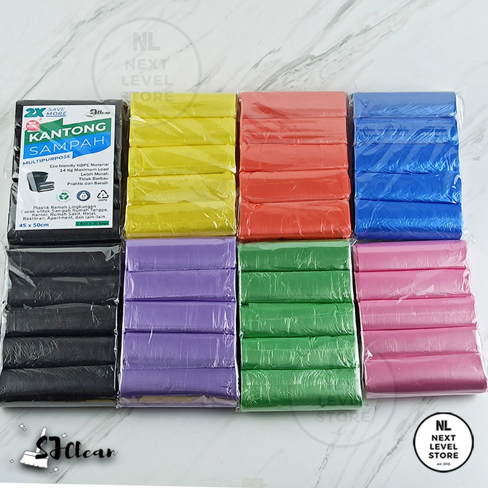 MIN 5 ROLL - SJClean Kantong Sampah 20 pcs Premium Trash Garbage Bag 45x50cm Original Kresek 20 μm