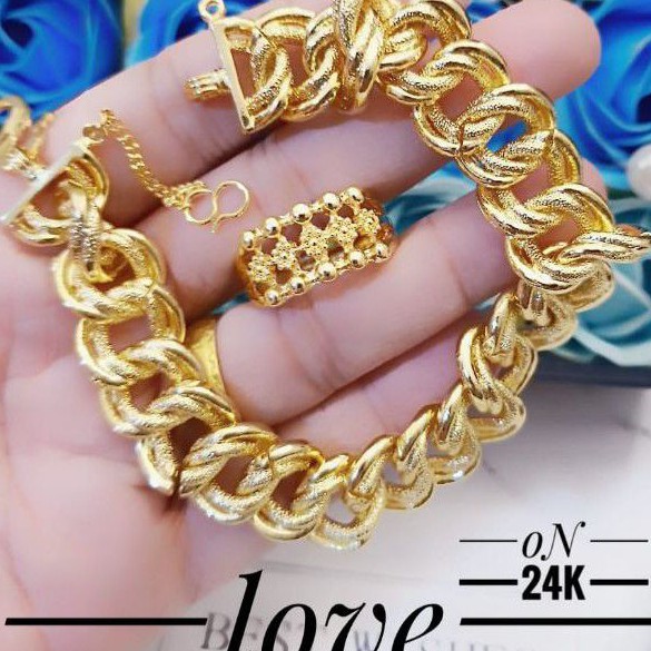 Xuping gelang dan cincin lapis emas 24k 2301m