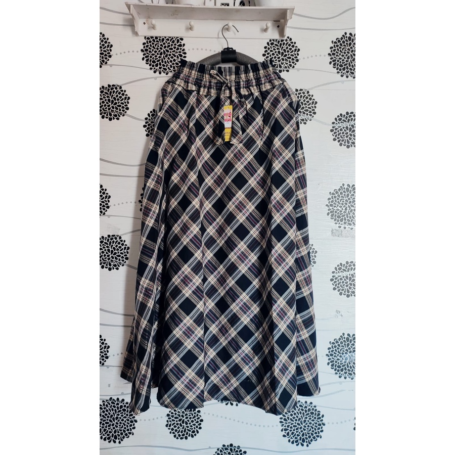 ROK FLANEL IMPORT PANJANG/ROK TARTAN/ROK KOTAK PAYUNG-R