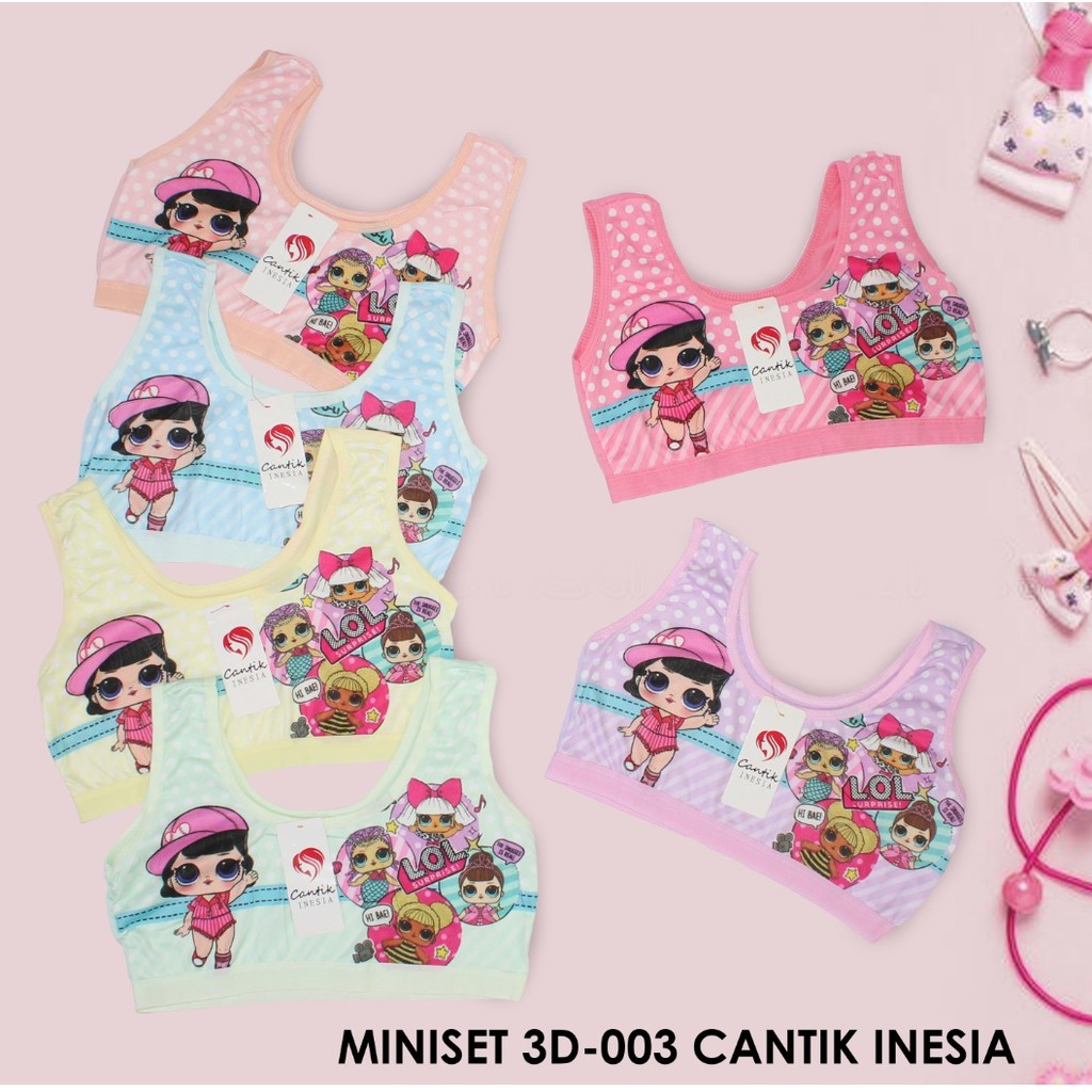 BEE - Miniset Anak Perempuan Motif Kartun Bahan Katun Import / Miniset Untuk Anak Perempuan Inesia