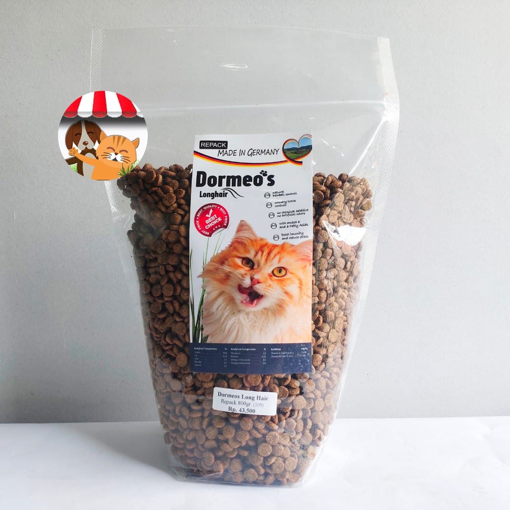 Dormeos Longhair 800gr Repack - Makanan Kucing Super Premium