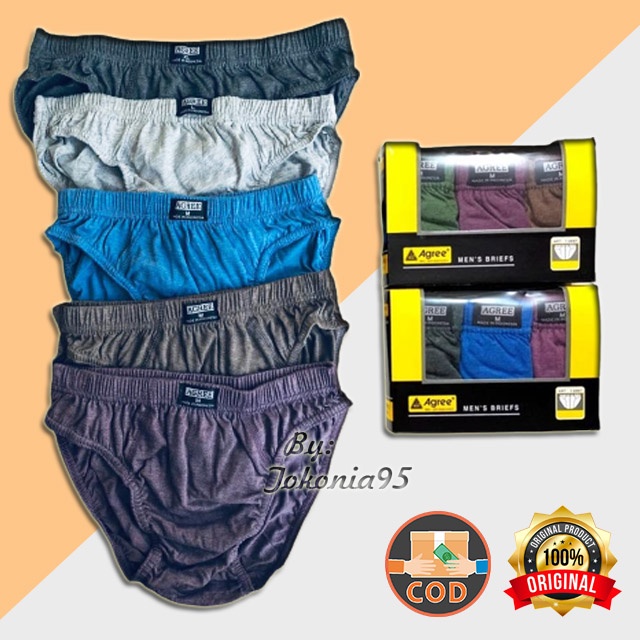 Celana dalam pria Agree 8887 1box isi 3Pcs - cd pria bahan katun  Cd Agree bahan katun.