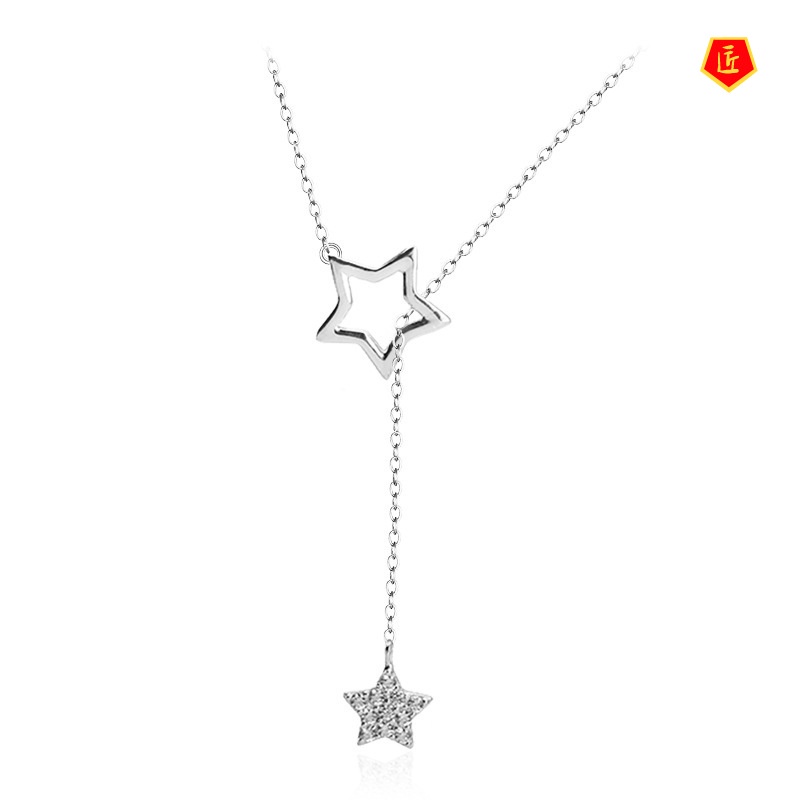 [Ready Stock]Diamond Star Crystal Pendant Women's Simple Elegant Graceful Necklace