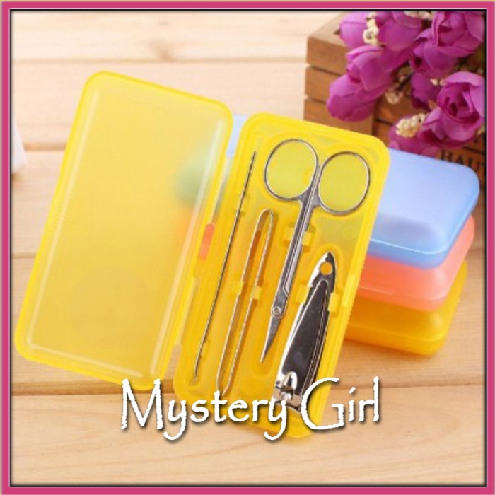 Mysterygirl - Gunting Kuku Set / Peralatan Menicure Isi 4 / Alat Manicure Pedicure Set / Pedicure Gunting Kuku Pembersih Stainless