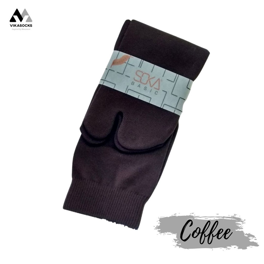 Kaos Kaki Soka Jempol Basic Wanita Hijab Muslimah Size M Pendek Warna Polos-M-Coffee|CoklatTua