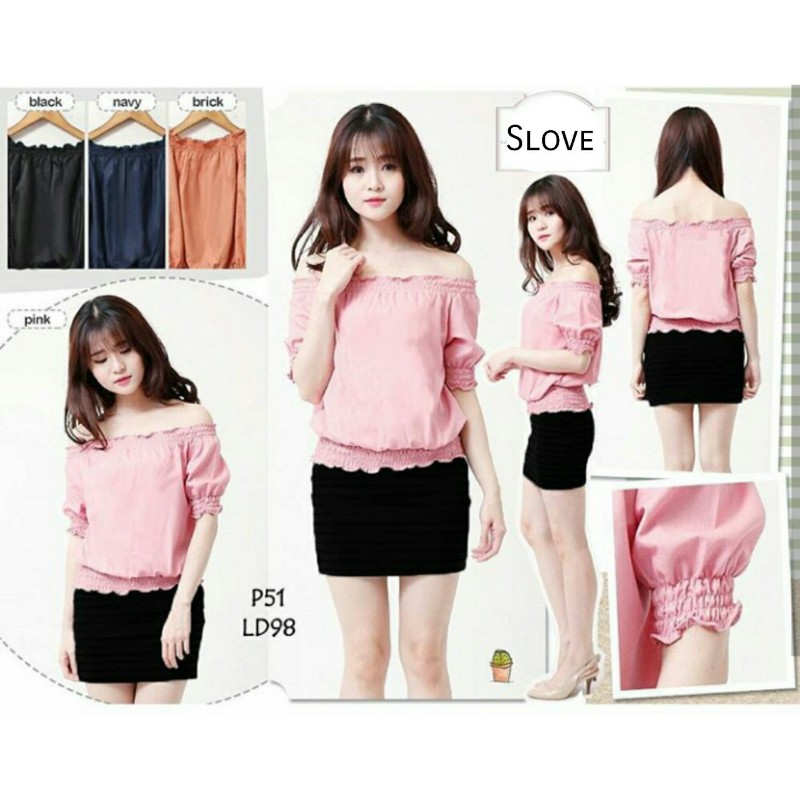 SLOVE -BAJU ATASAN WANITA BLOUSE CASUAL MURAH XXL SABRINA SHOULDER OFF