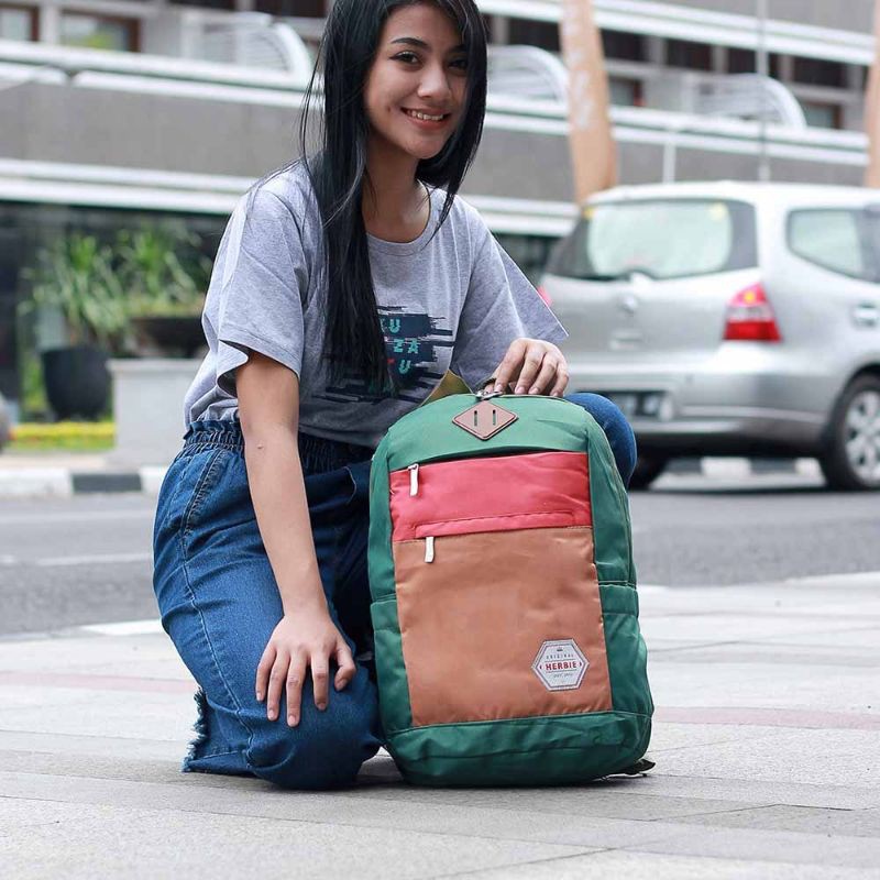 Herbie - Tas Backpack Wanita Terbaru | Tas Ransel Punggung Cantik | Tas Sekolah Kuliah Kerja Cewek | Tas Perempuan Style Milenial Bahan Cordura | Tas Gendong