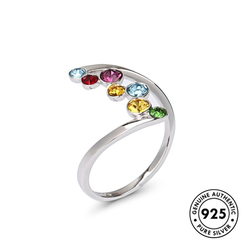 Cincin Lapis Silver S925 Model Kepang Dengan Batu Permata Untuk Wanita