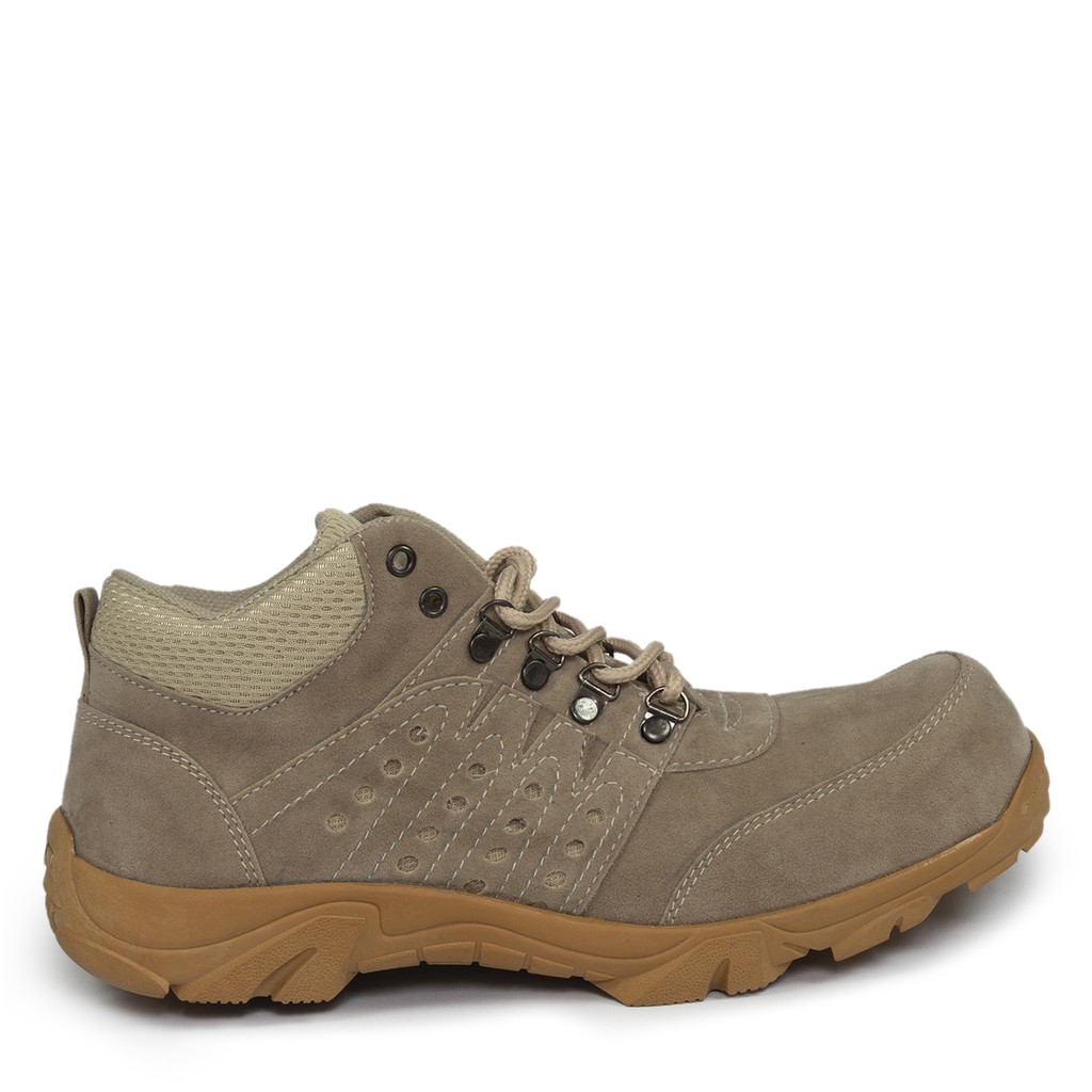 Sepatu Low Boots Pria Crocodile Larman Suede Cream Bots Pendek Septi Ujung Besi Hiking Adventure