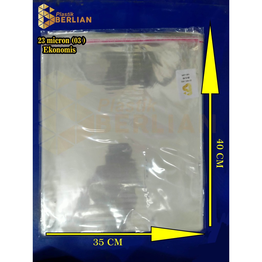 

35 x 40 cm Plastik OPP EKONOMIS 23micron (100 lbr) (lem/seal)