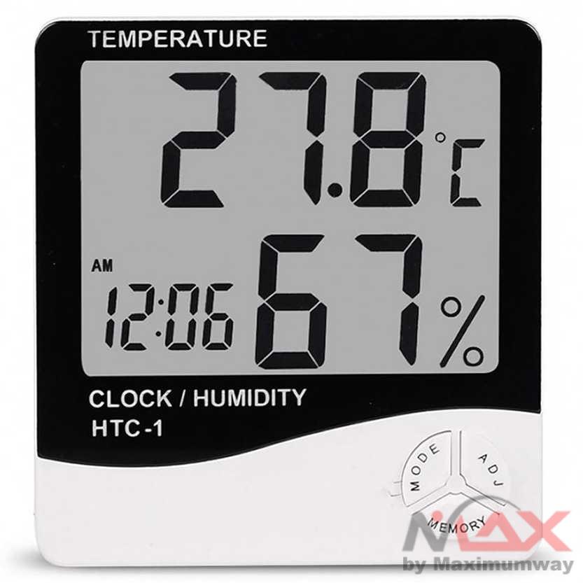 Jam Meja Digital + Suhu ruangan + Kelembaban udara Digital termometer meja Temperature Humidity Meter Digital Thermometer Hygrometer Indoor Weather Station For Home Mini Room Thermometer Temperature Humidity Monitor LCD Electronic Digital Temperature