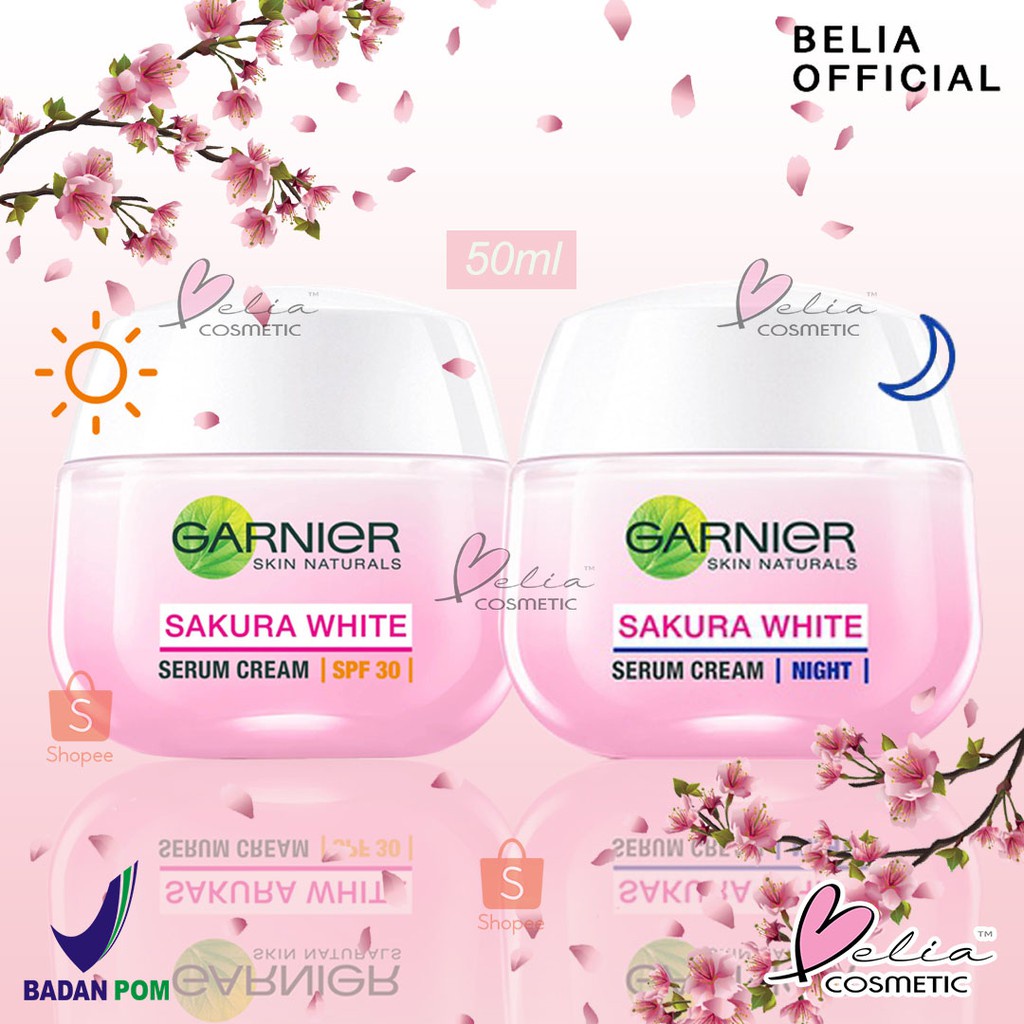 VINLA GARNIER Sakura White Whitening Serum Cream Day | Night Cream Krim Pagi Malam Skin Care 50